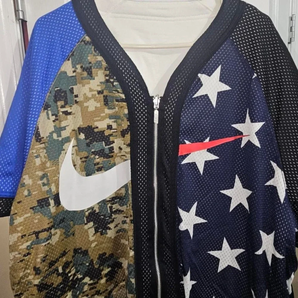 Nike‎ Reversible Baseball Jersey Mens XXL Multi White AV8269-010 New Camo Stars